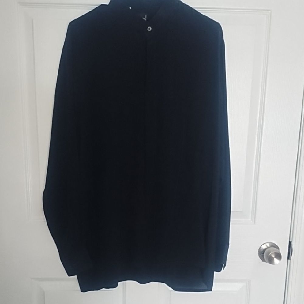 Bocci Men's Black 100% Silk Long Sleeve Shirt By